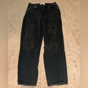 Daze Jeans Womens 28 Black Grunge Crop Raw Hem Distressed High Waist 90s Y2K